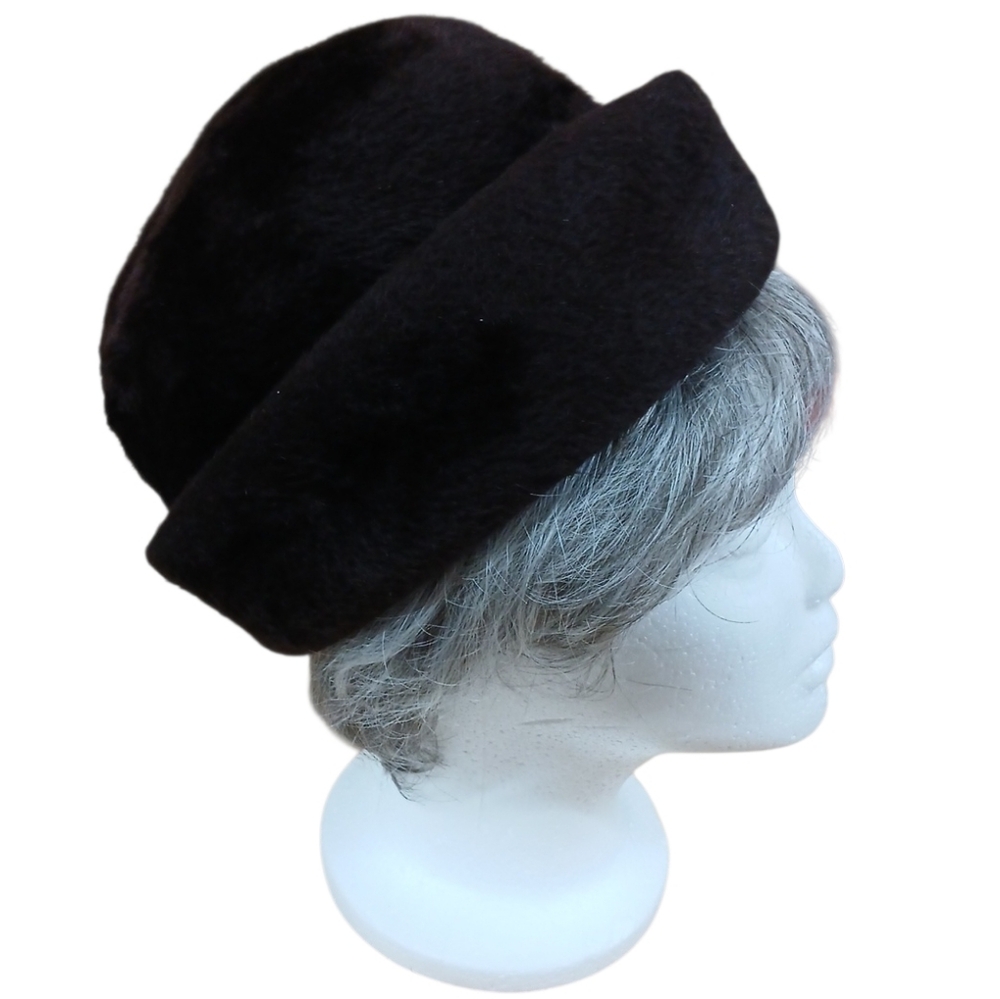 Norman Durand Vintage Dark Chocolate Brown Faux Fur Womens Hat